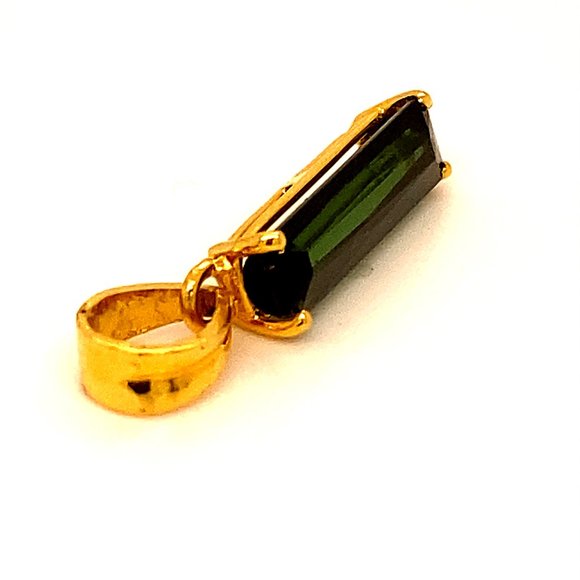 Green Tourmaline 3.75ct Solid 18K Gold Pendant - Picture 3 of 9
